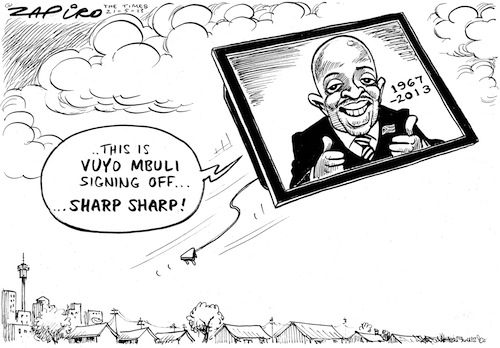 Vuyo Mbuli cartoon © 2012 Zapiro (All Rights Reserved) Used with permission from www.zapiro.com