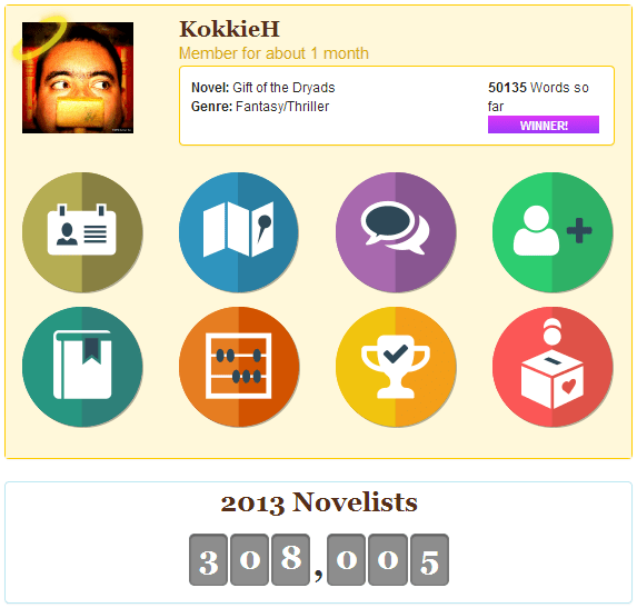 NaNoWriMo 2013 home page KokkieH