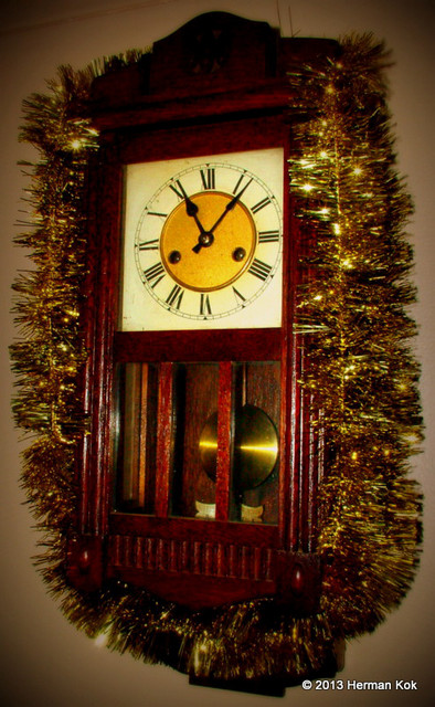 Clock decorated for Christmas
