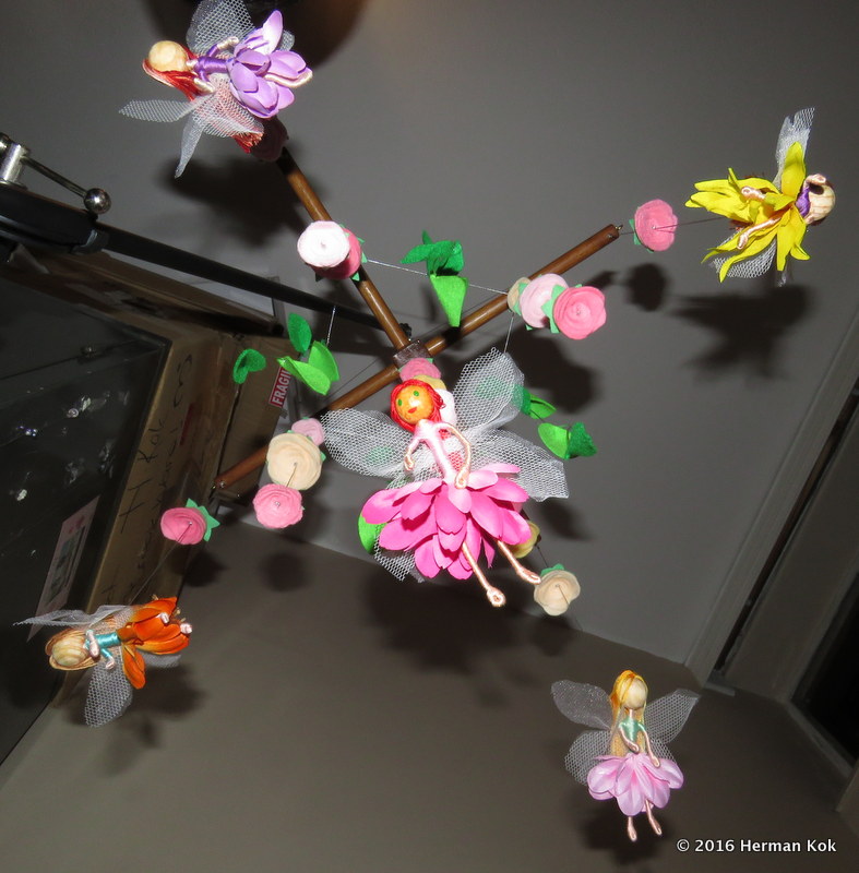 Mobile with fairies and roses